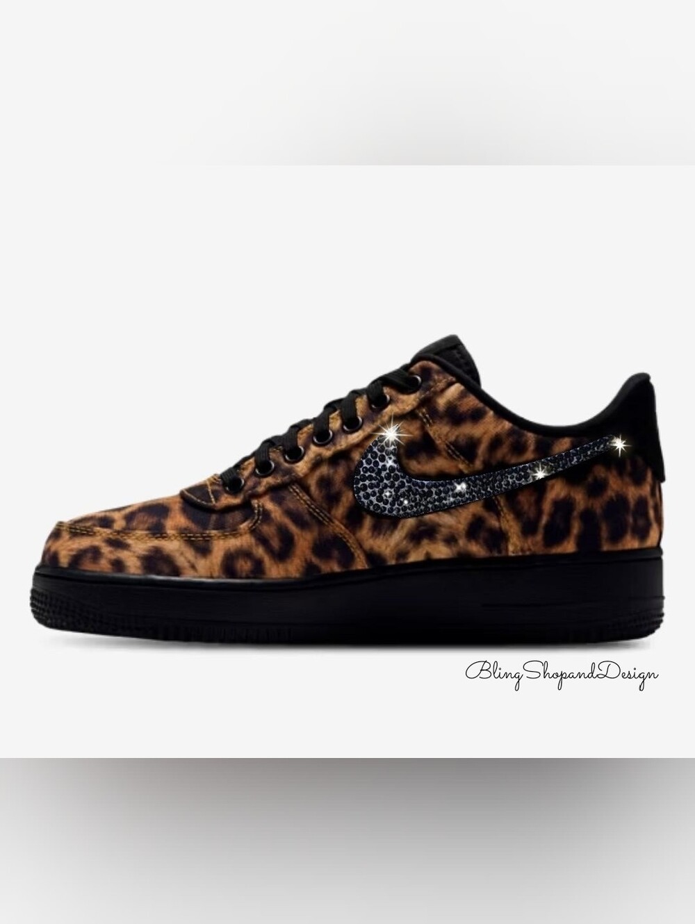 Nike Air Force 1 07 SE Loepard Print Shoes Customized with Swarovski Crystals